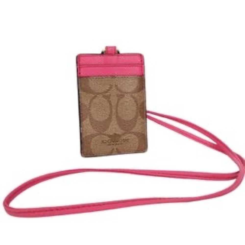 Coach lanyard pink and monogram EUC